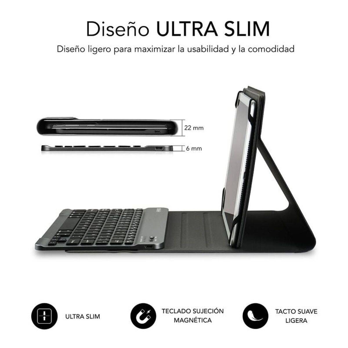 Funda para Tablet y Teclado Subblim SUB-KT2-BT0001 Negro Gris Qwerty Español