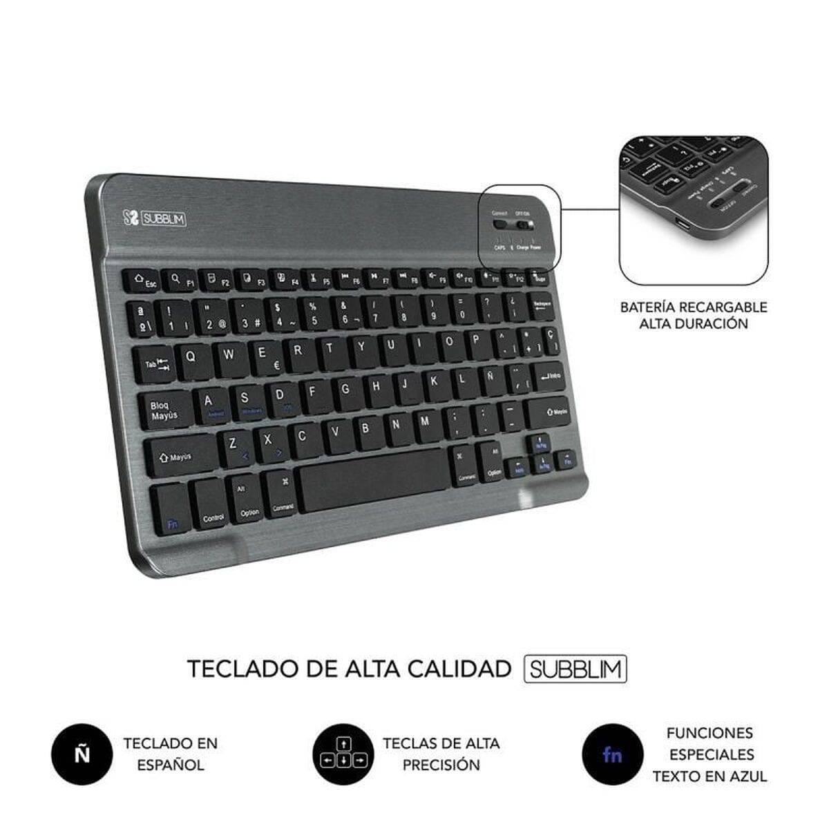 Funda para Tablet y Teclado Subblim SUB-KT2-BT0001 Negro Gris Qwerty Español