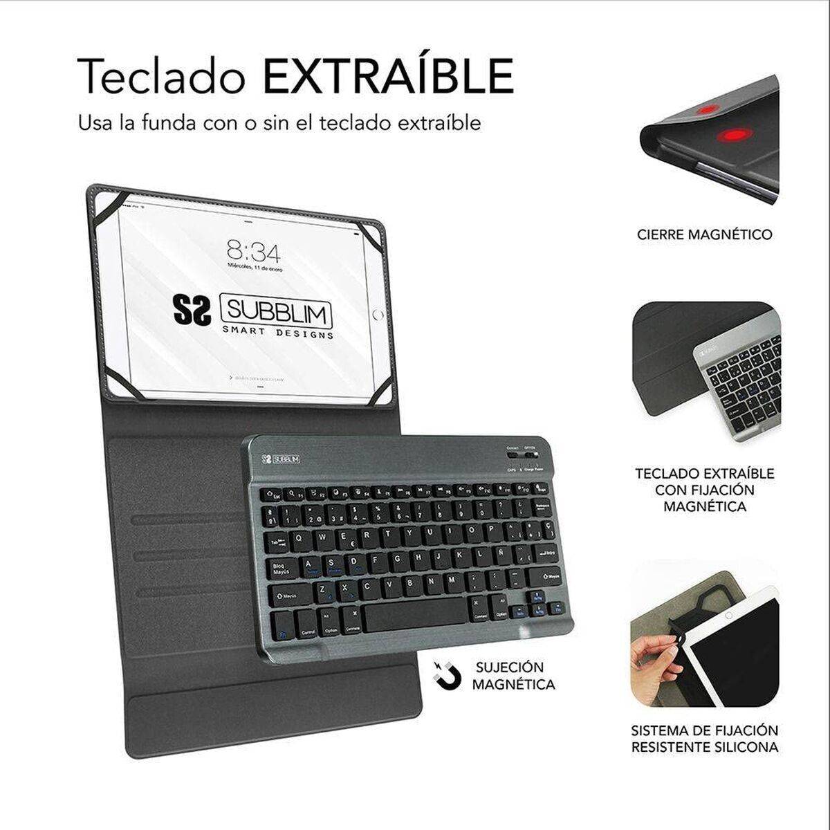 Funda para Tablet y Teclado Subblim SUB-KT2-BT0003 Rojo Qwerty Español