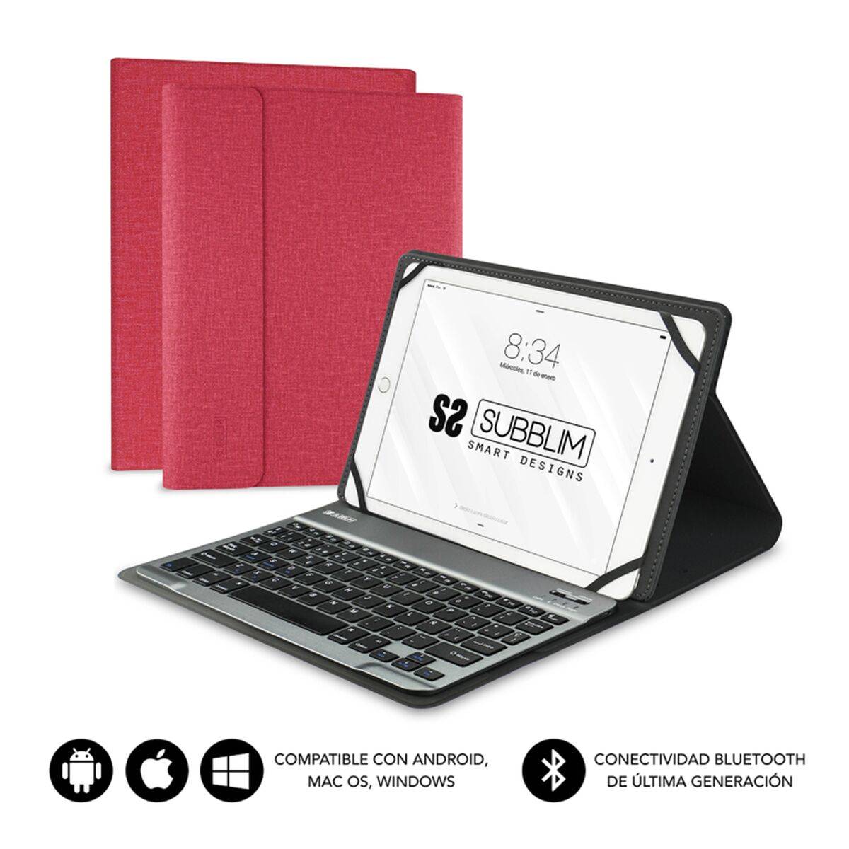 Funda para Tablet y Teclado Subblim SUB-KT2-BT0003 Rojo Qwerty Español