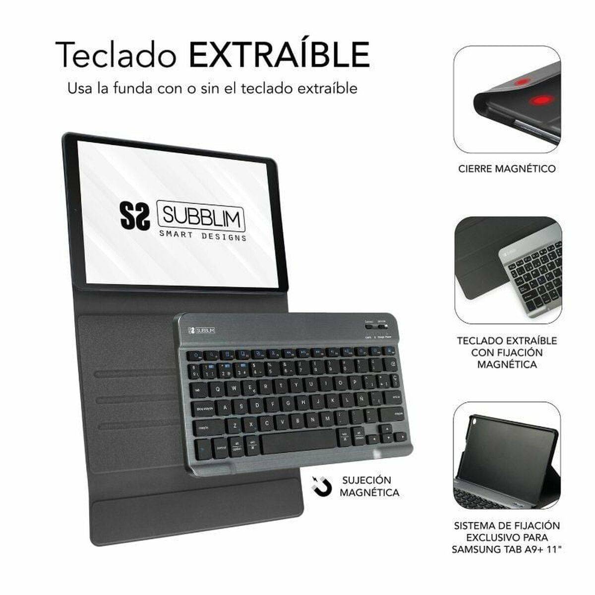 Funda para Tablet Subblim SUBKT3-BTS060 Negro Qwerty Español