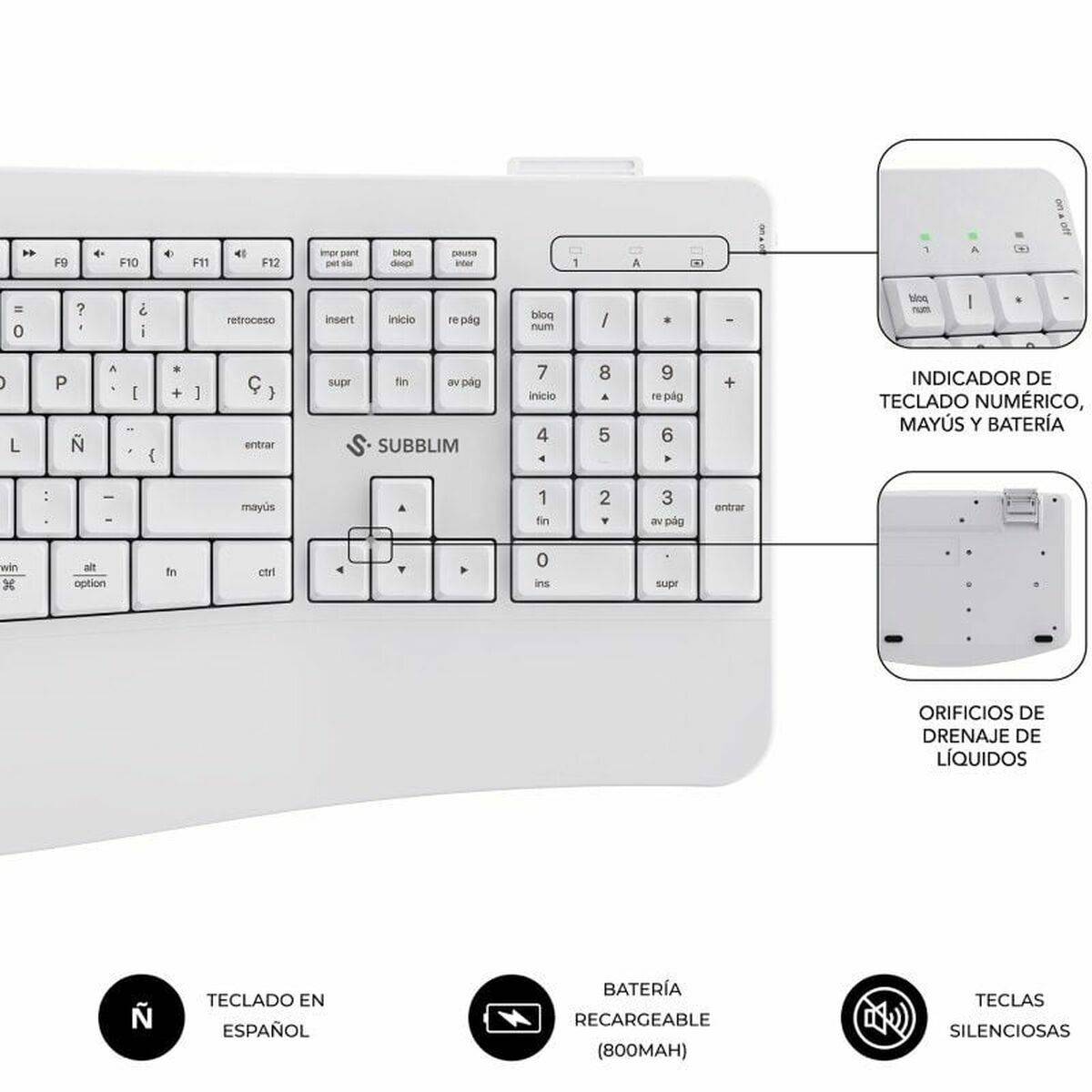 Teclado y Ratón Subblim SUBKBC-DCOPW1 Blanco
