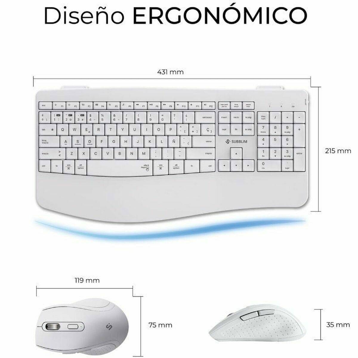Teclado y Ratón Subblim SUBKBC-DCOPW1 Blanco