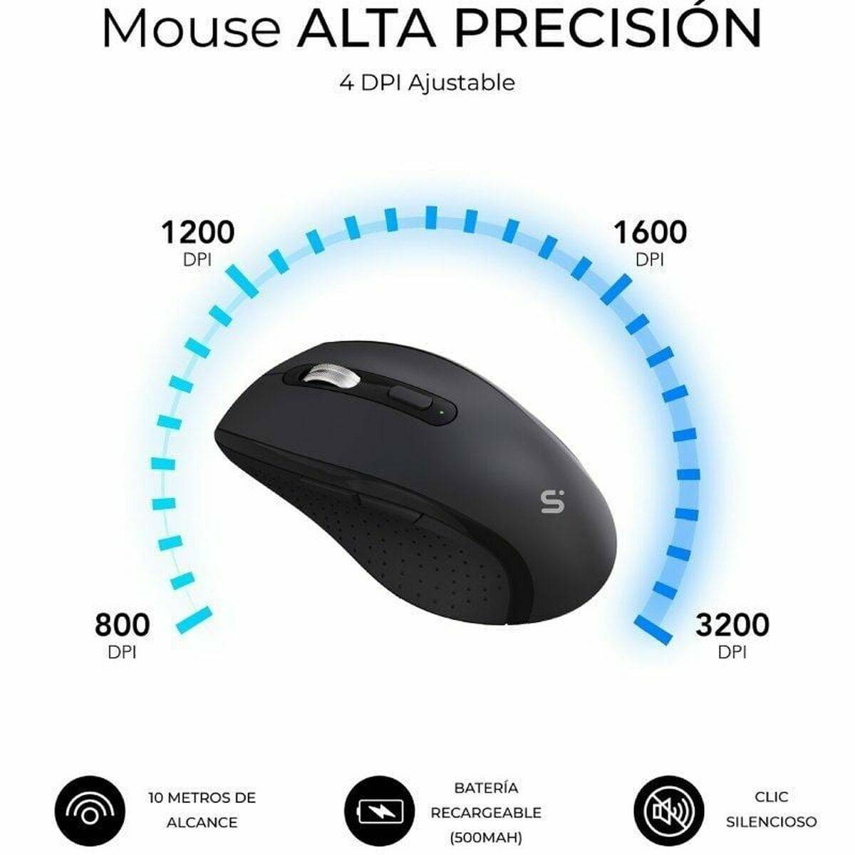 Teclado y Ratón Subblim SUBKBC-DCOPW2 Negro