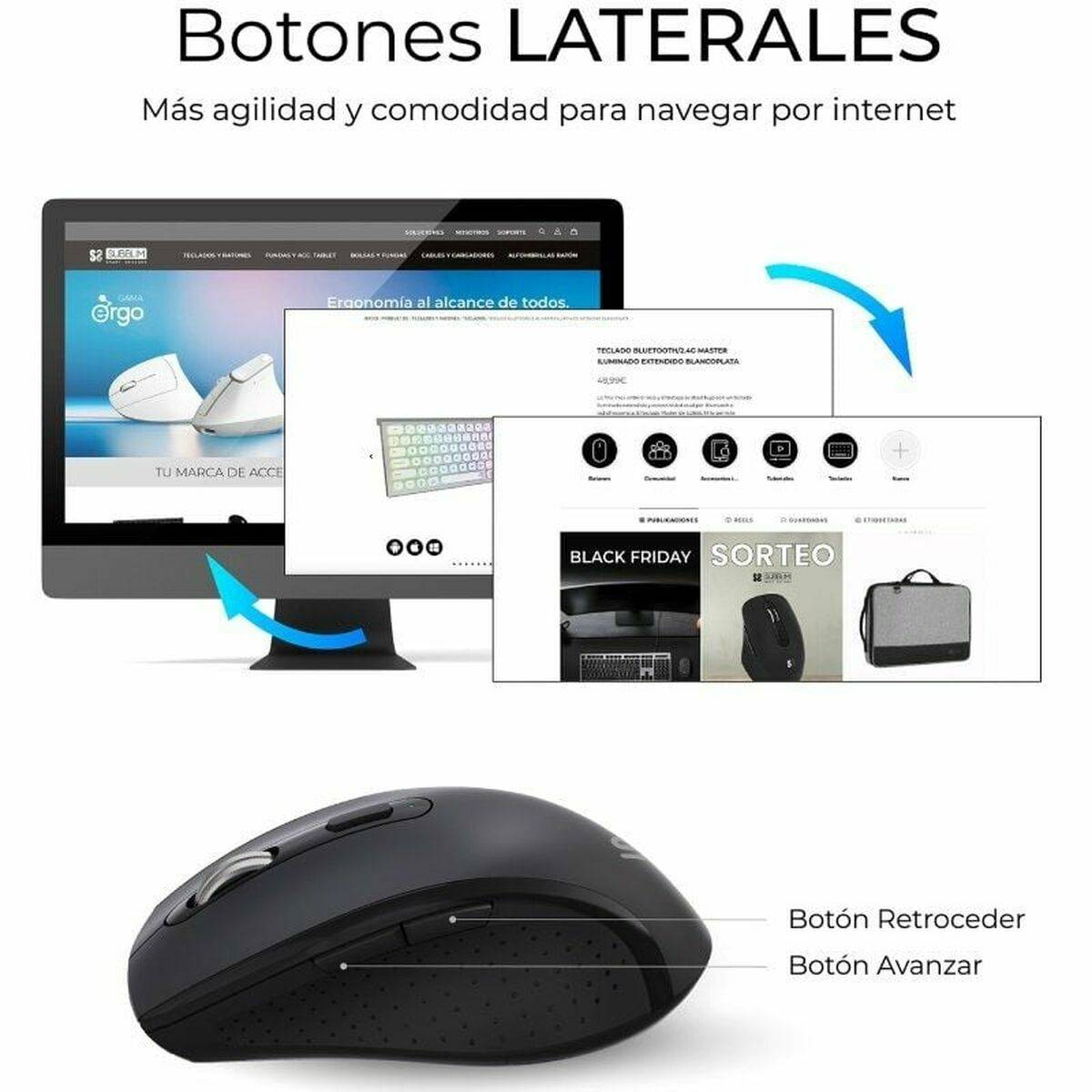 Teclado y Ratón Subblim SUBKBC-DCOPW2 Negro