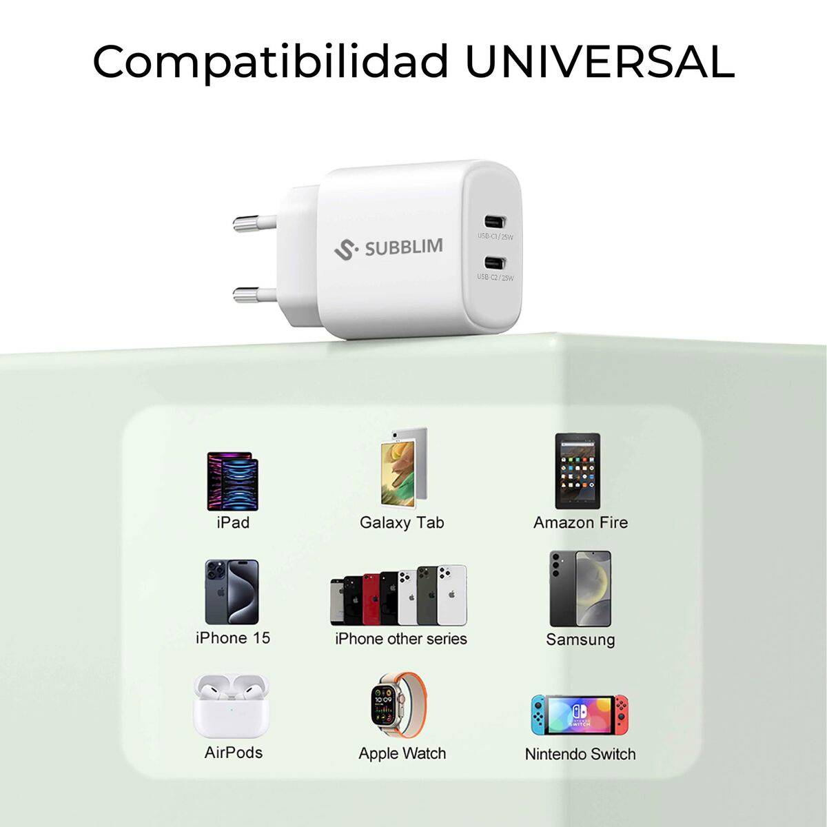 Cargador de Coche Subblim SUBCHG-6G2520 Blanco 120 W