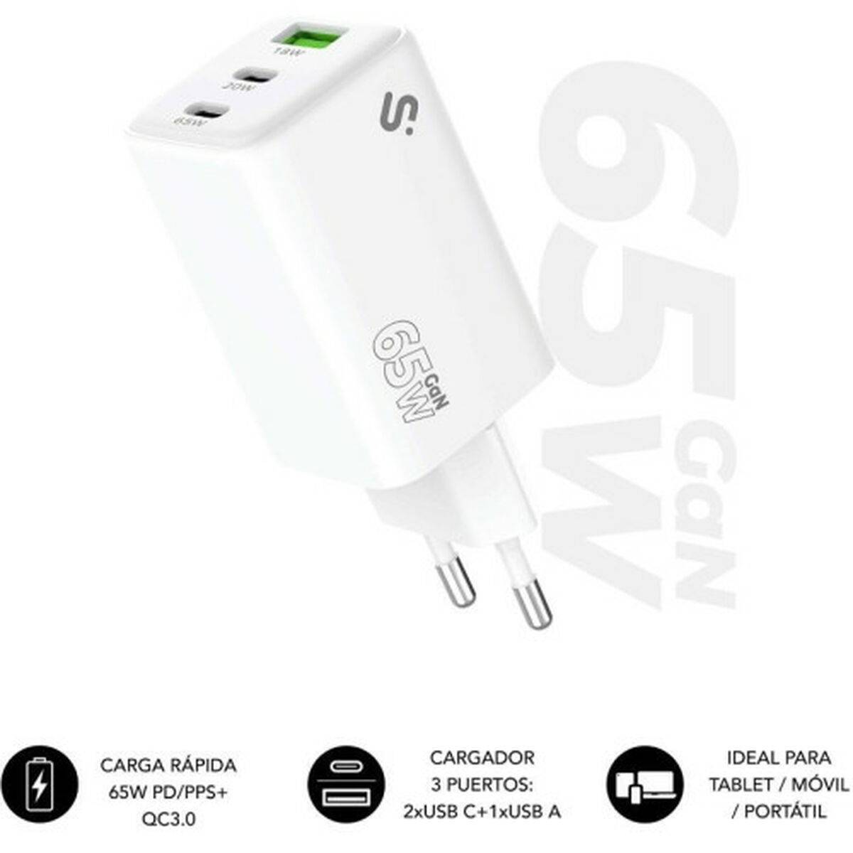 Cargador de Pared Subblim SUBCHG-6G6530 Blanco 65 W 120 W