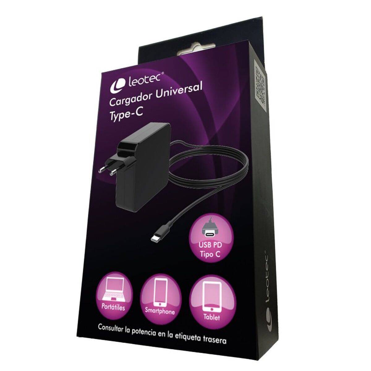 Cargador portátil LEOTEC LENCSHOMETC65 Negro 65 W