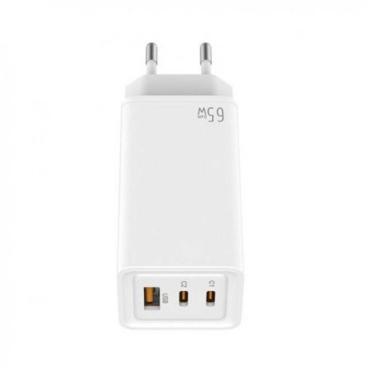 Cargador de Pared LEOTEC 65W GaN 2 USB-C PD Blanco 65 W