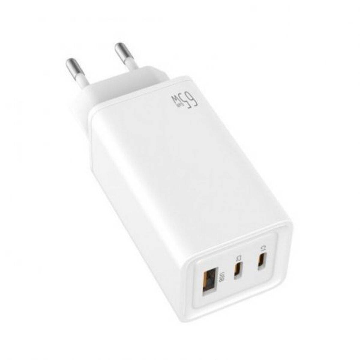Cargador de Pared LEOTEC 65W GaN 2 USB-C PD Blanco 65 W
