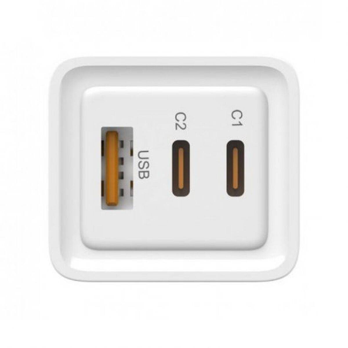 Cargador de Pared LEOTEC 65W GaN 2 USB-C PD Blanco 65 W