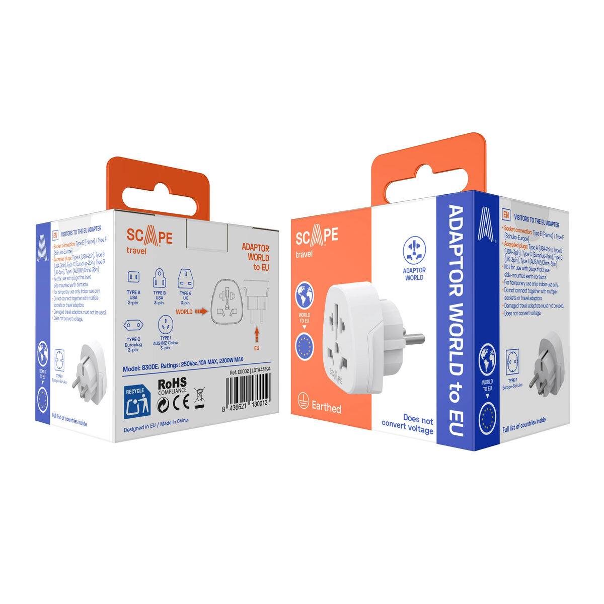 Scape Travel Adaptador de viaje Internacional a Schuko