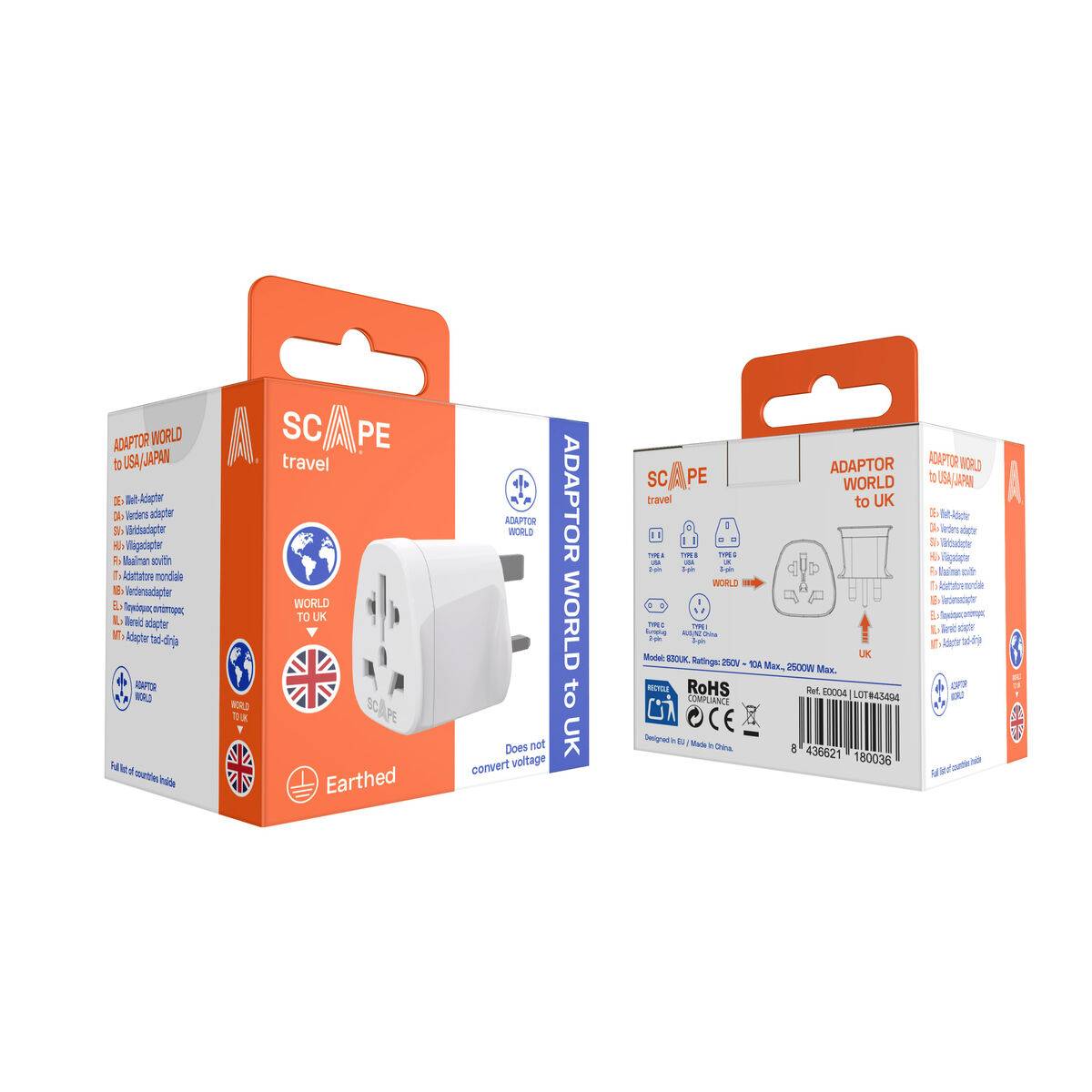 Scape Travel Adaptador de viaje Internacional a UK