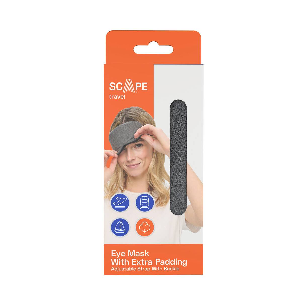 Scape Travel Antifaz para dormir con correa ajustable y hebilla gris