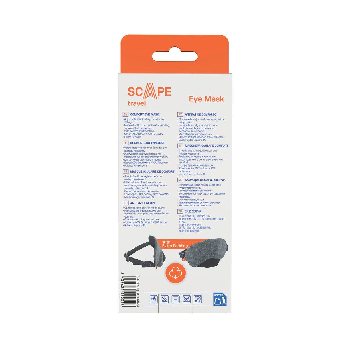 Scape Travel Antifaz para dormir con correa ajustable y hebilla gris