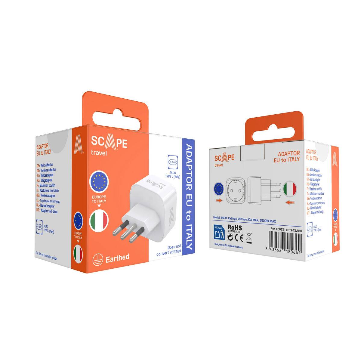 Scape Travel Enchufe Schuko a Italia