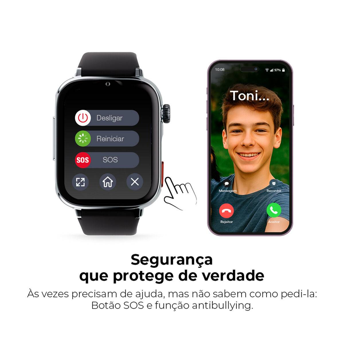 Smartwatch Save Family SW+2 B/SBB 1,44” Blanco Negro