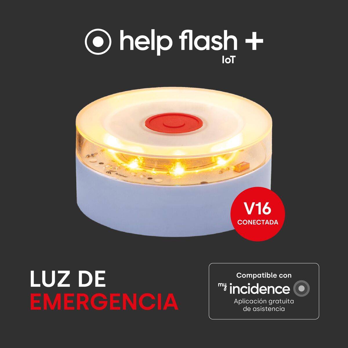 Baliza de Emergencia V16 conectada DGT 3.0 Help-Flash PD-000081