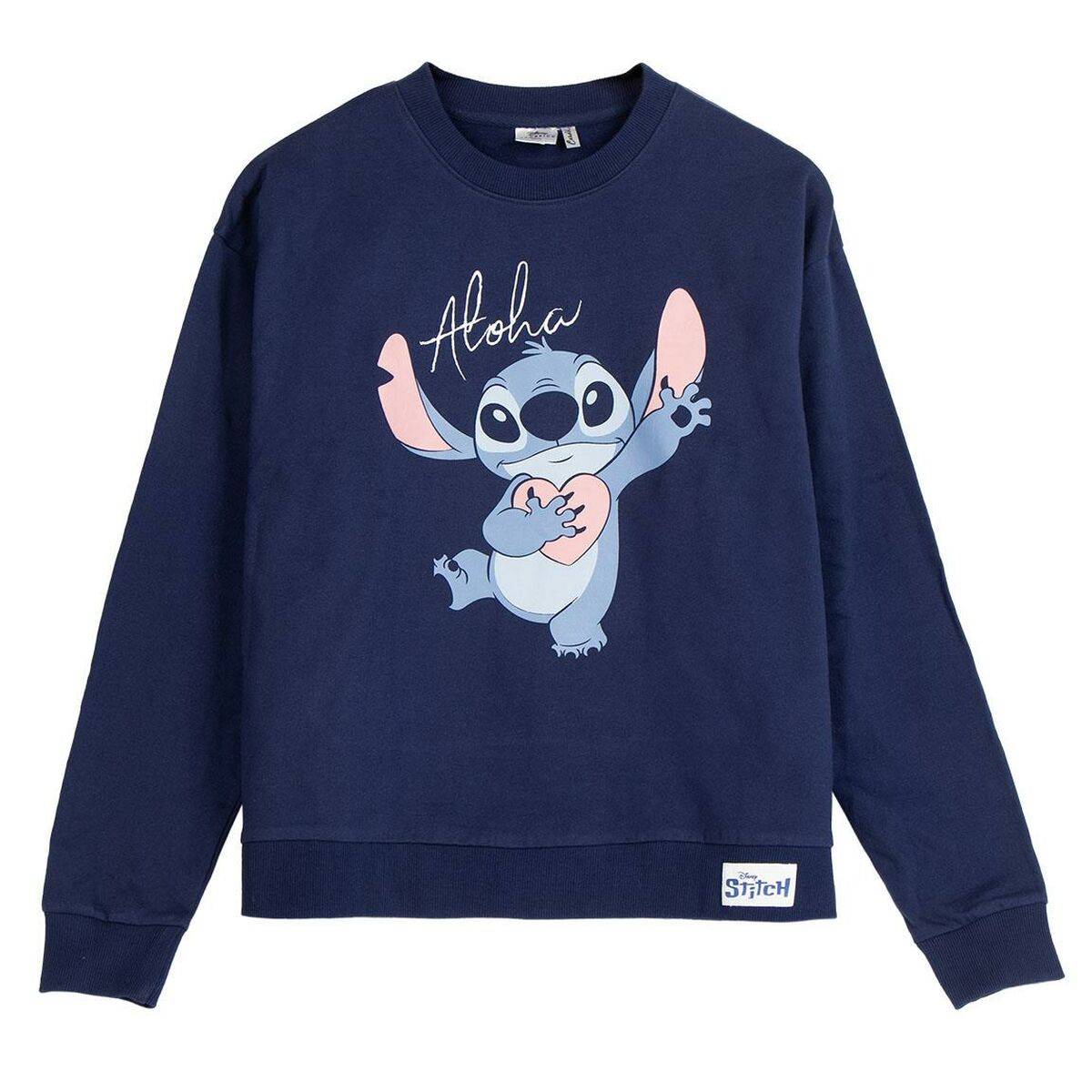Sudadera sin Capucha Mujer Stitch Azul oscuro