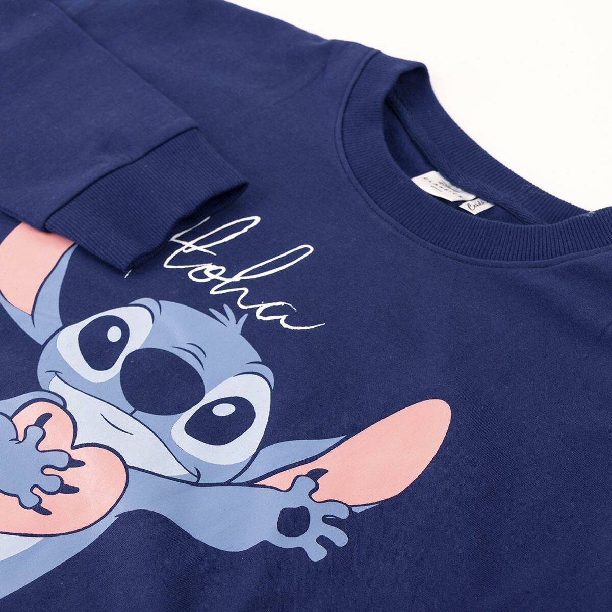 Sudadera sin Capucha Mujer Stitch Azul oscuro