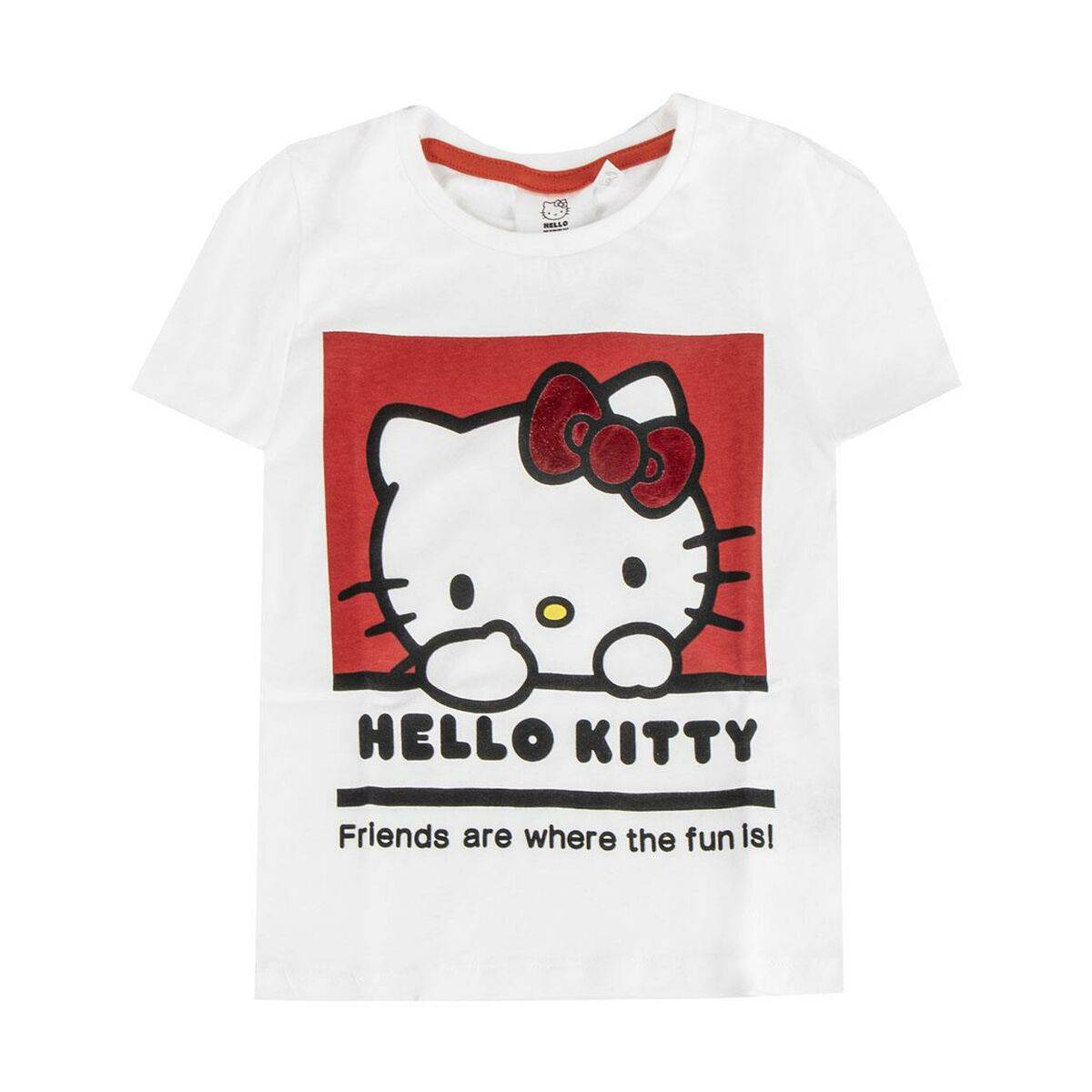 Camiseta de Manga Corta Infantil Hello Kitty Blanco