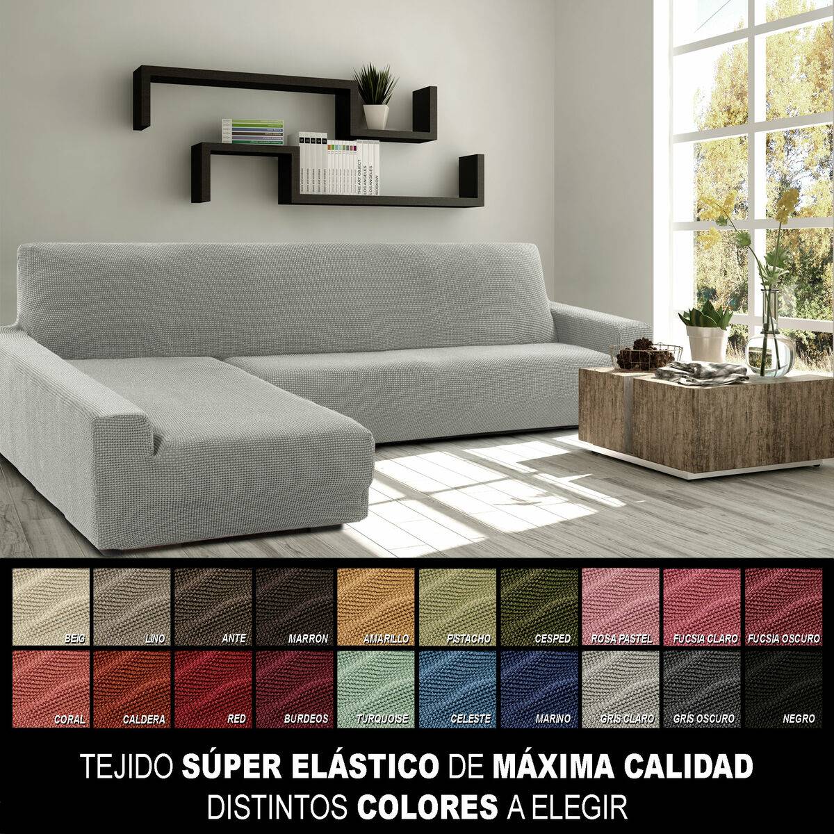 Funda para chaise longue de brazo largo izquierdo Sofaskins NIAGARA Gris (Reacondicionado B)