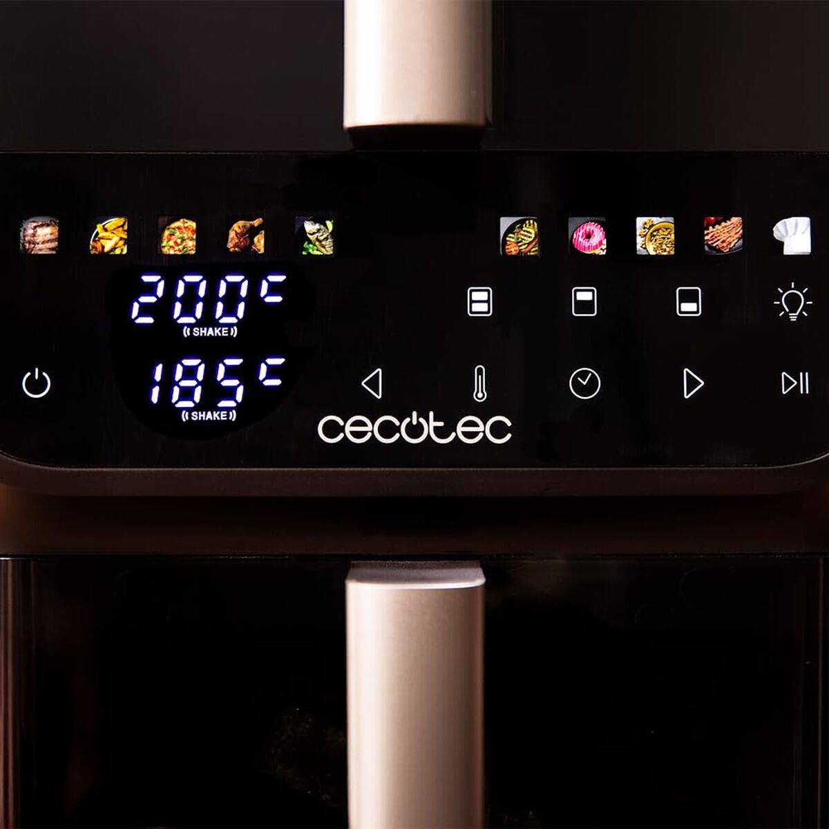 Cecotec Freidora de Aire 10L 2000W Negro Cecofry DuoLevel 10000 DuoSize Window Touch 10 prog