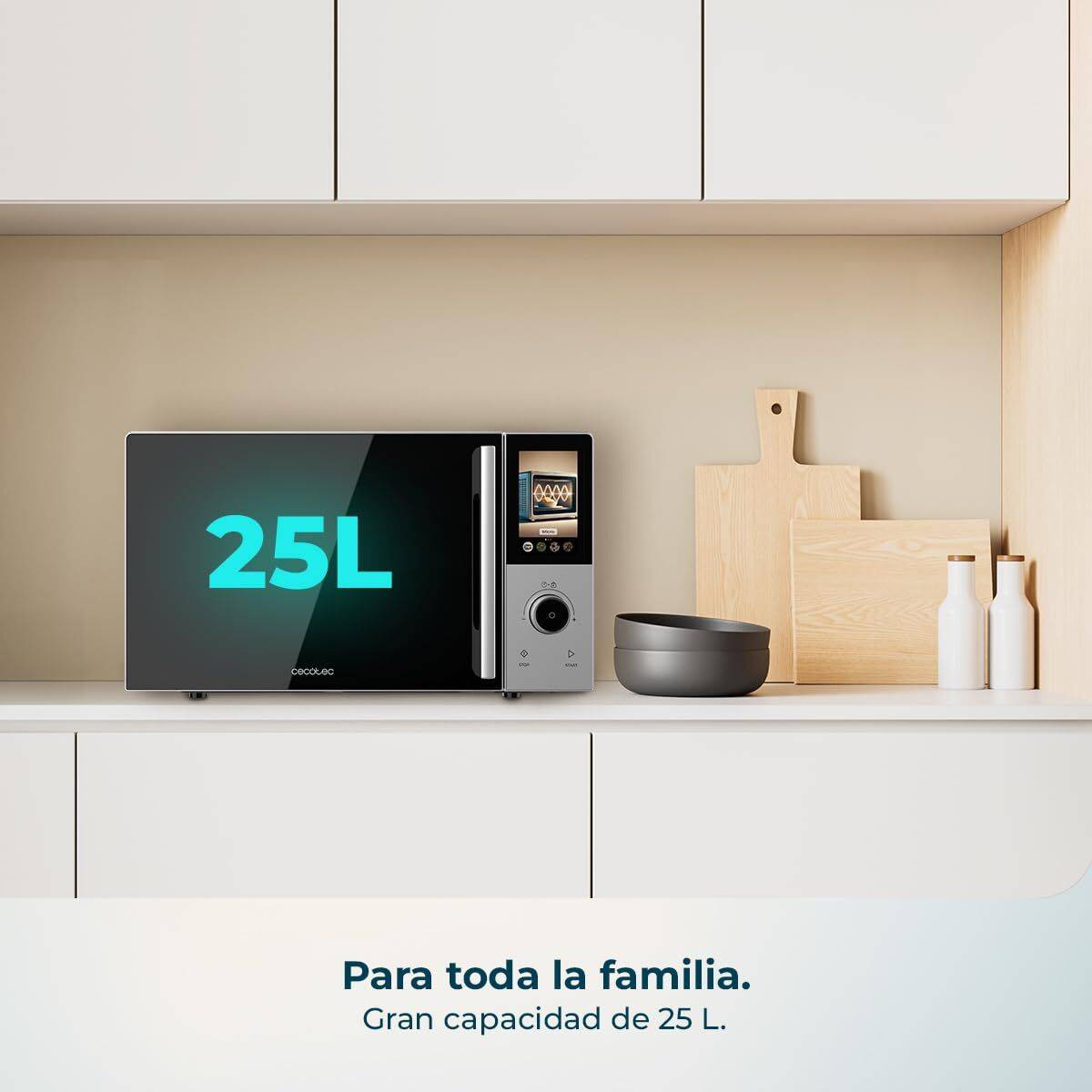 Cecotec Microondas con Grill Convection 2500 Touch 25L 900W Grill 1200W 8 niveles Negro
