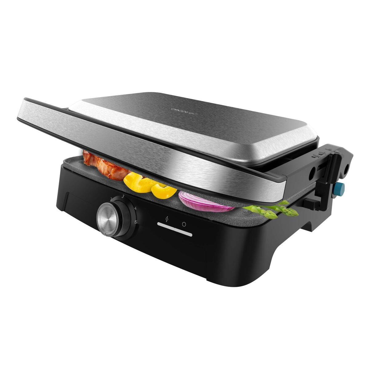 Cecotec Parrilla Eléctrica 1500 W 1500 Full Open piedra antiadherente altura ajustable negro