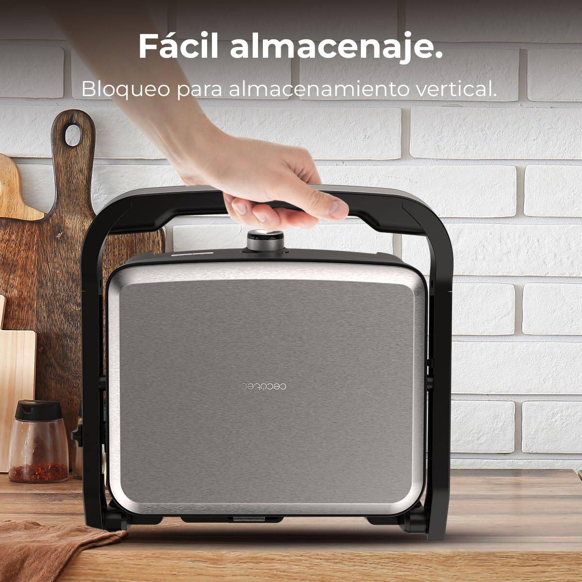 Cecotec Parrilla Eléctrica 1500 W 1500 Full Open piedra antiadherente altura ajustable negro