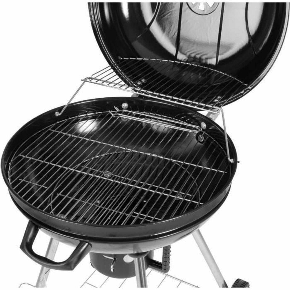 Barbacoa de Carbón con Tapa y Ruedas Fieldmann FZG 1004 Negro Redondo