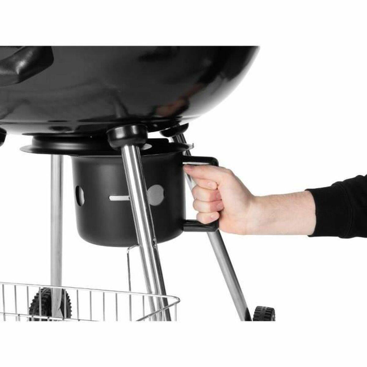 Barbacoa de Carbón con Tapa y Ruedas Fieldmann FZG 1004 Negro Redondo