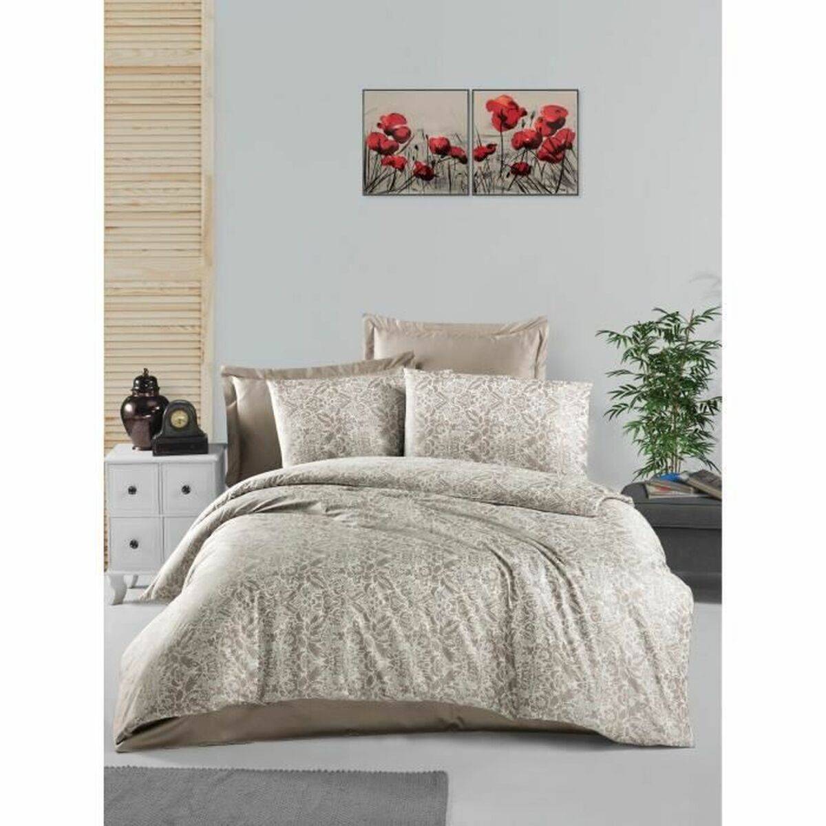 Juego de funda nórdica Beige Cama de 200 3 Piezas