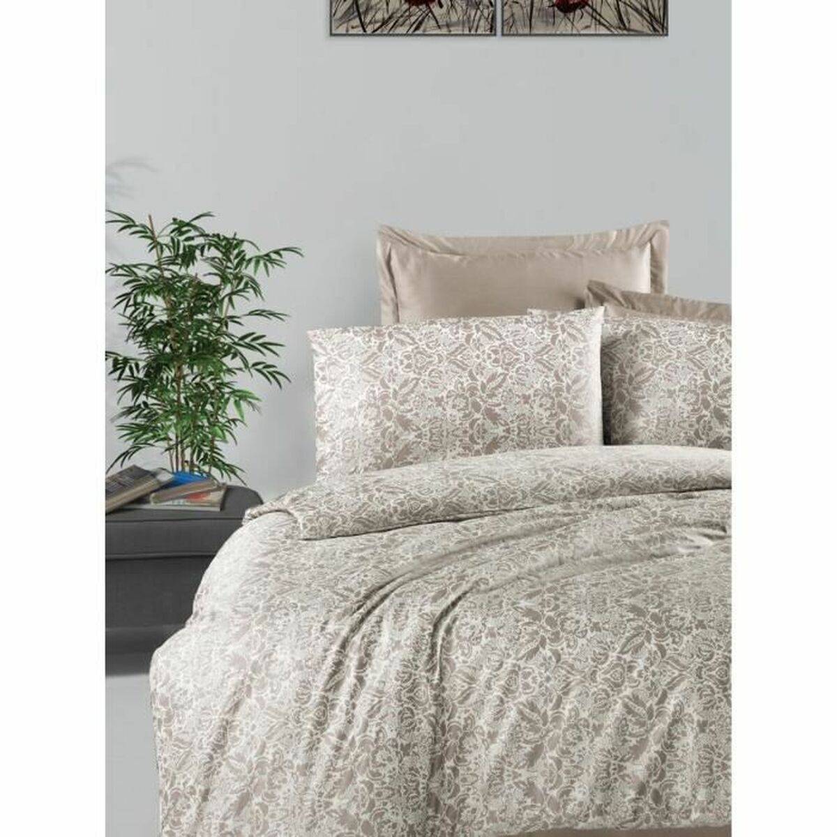 Juego de funda nórdica Beige Cama de 200 3 Piezas