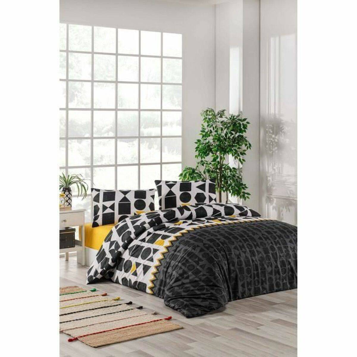Juego de funda nórdica Negro Cama de 200 3 Piezas