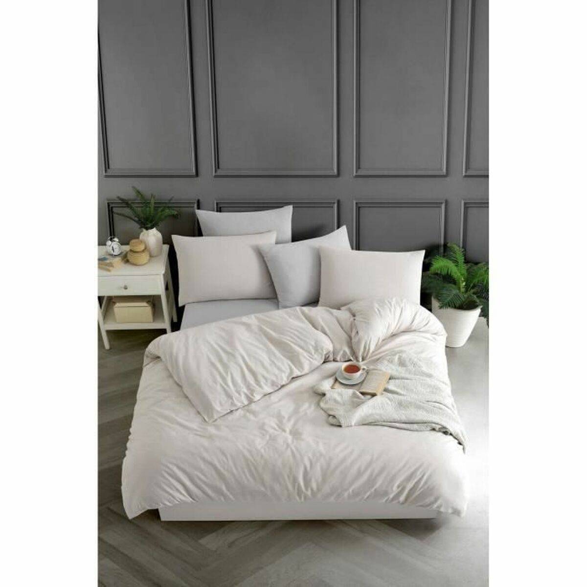Juego de funda nórdica Beige Cama de 200 3 Piezas