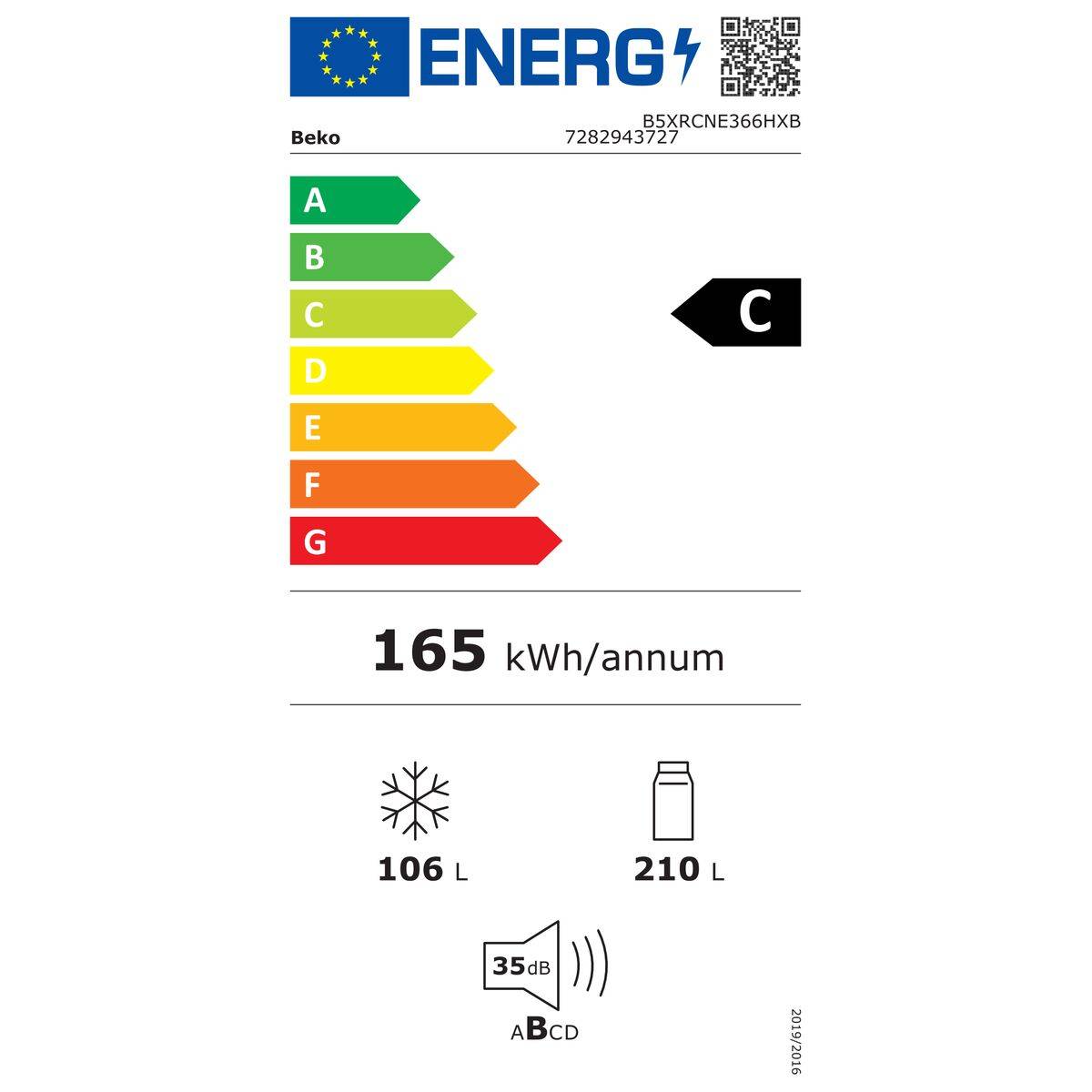 Frigorífico combinado BEKO B5XRCNE366HXB Acero 366 L