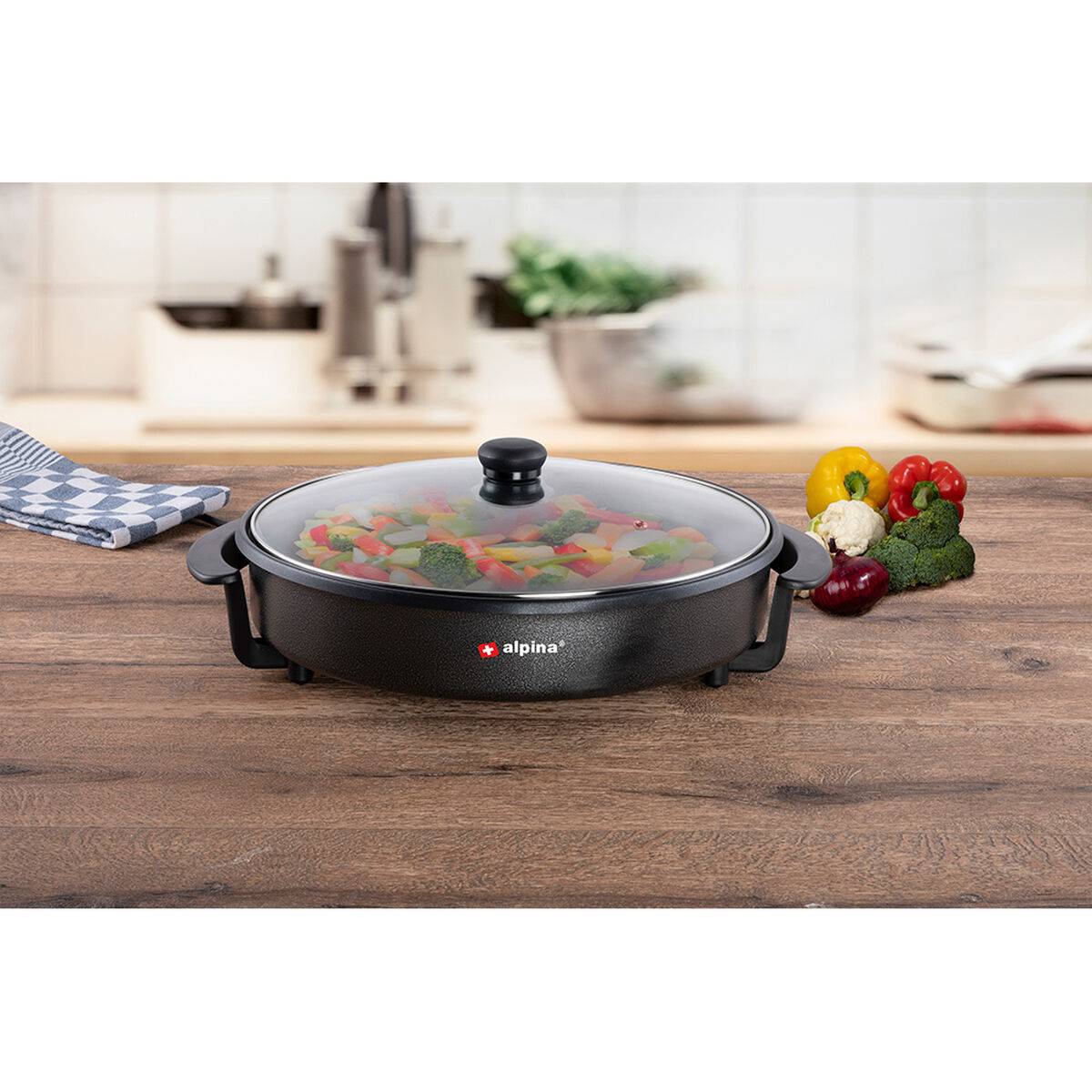 Cazuela Eléctrica Multiusos Alpina Ø 40 cm Vidrio