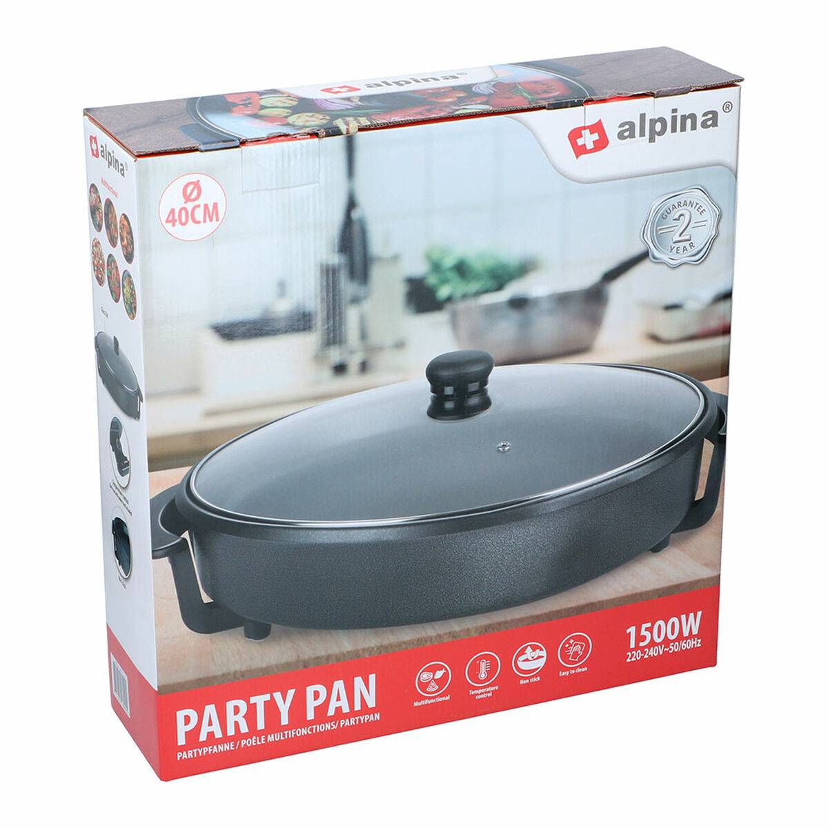 Cazuela Eléctrica Multiusos Alpina Ø 40 cm Vidrio