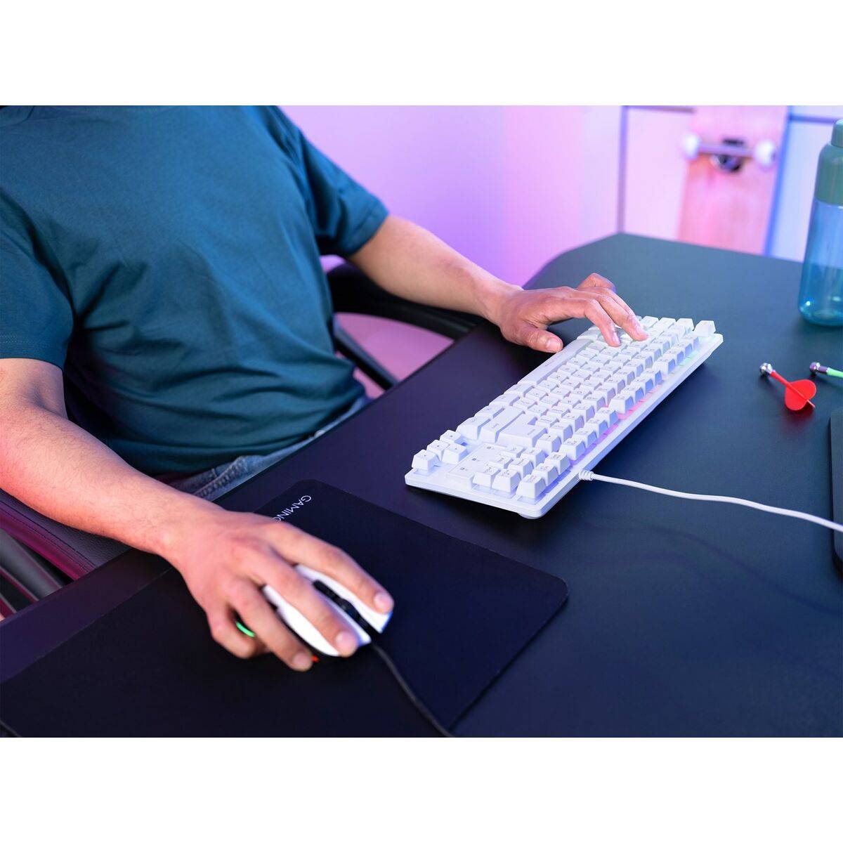 Teclado Gaming Trust GXT 833W THADO Blanco Multicolor QWERTY Qwerty US