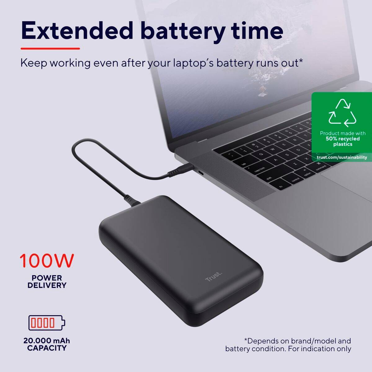 Powerbank Trust 25240 Negro 20000 mAh