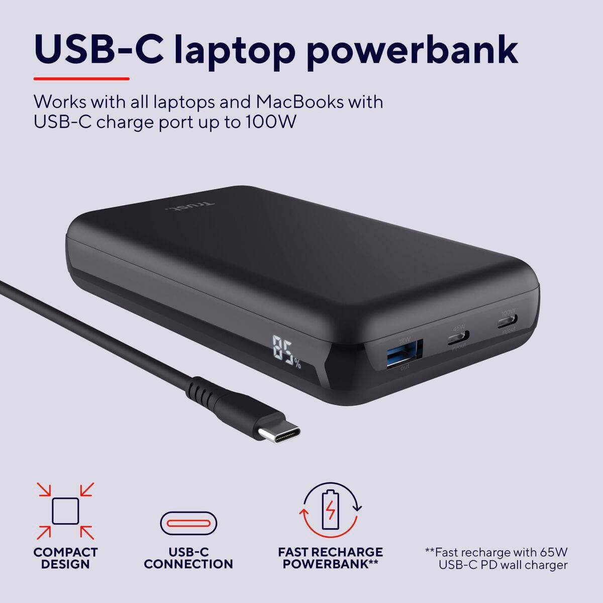 Powerbank Trust 25240 Negro 20000 mAh