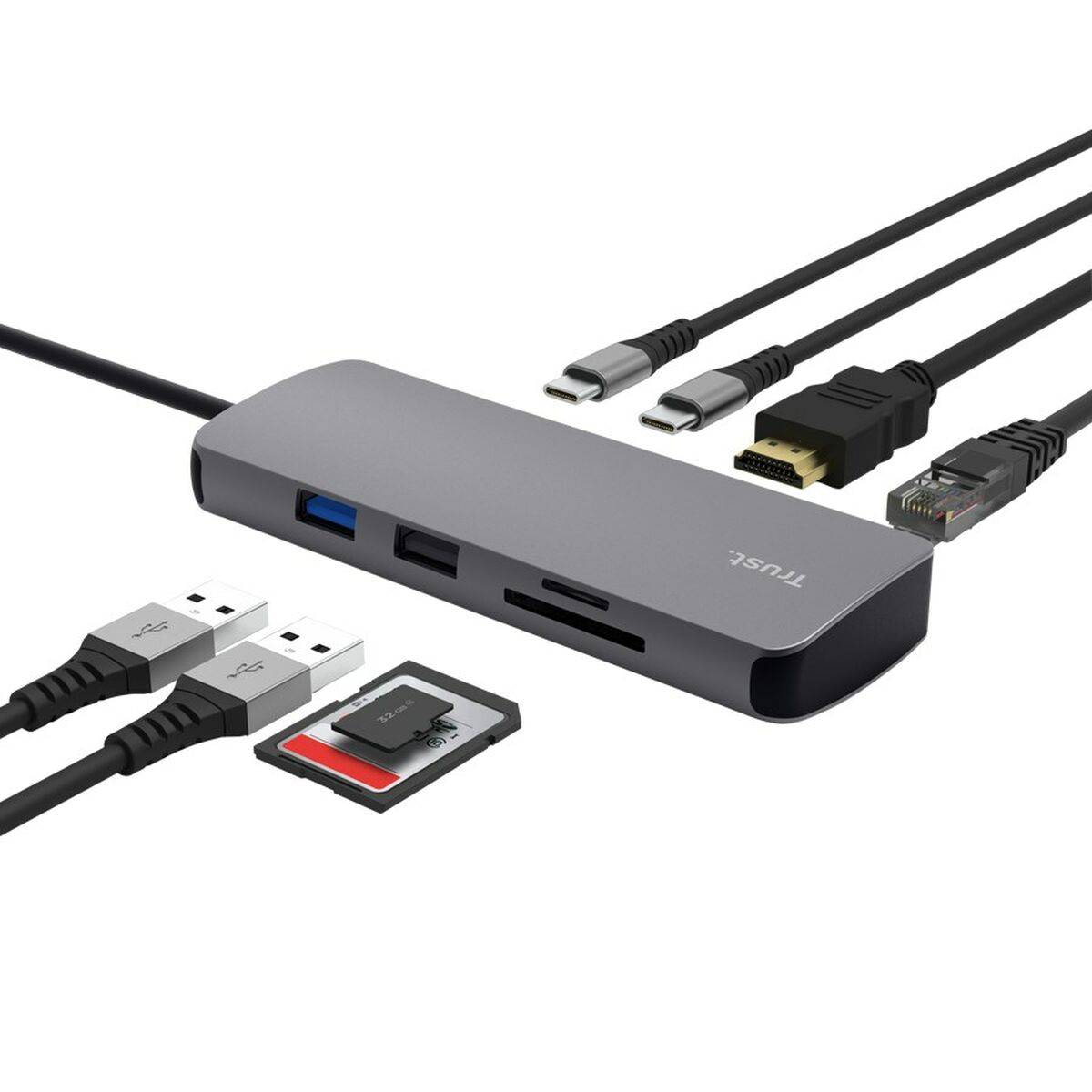 Hub USB Trust 25672 Gris