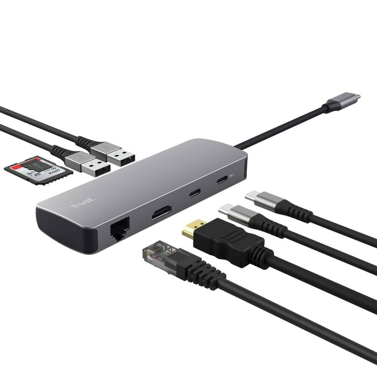 Hub USB Trust 25672 Gris