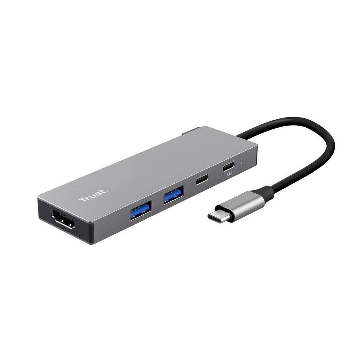 Hub USB Trust 26062 Gris