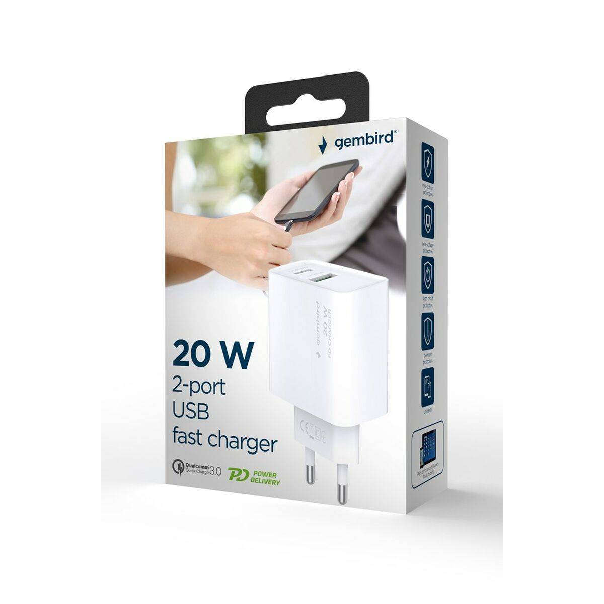 Cargador de Pared GEMBIRD TA-UC-PDQC20-01-W