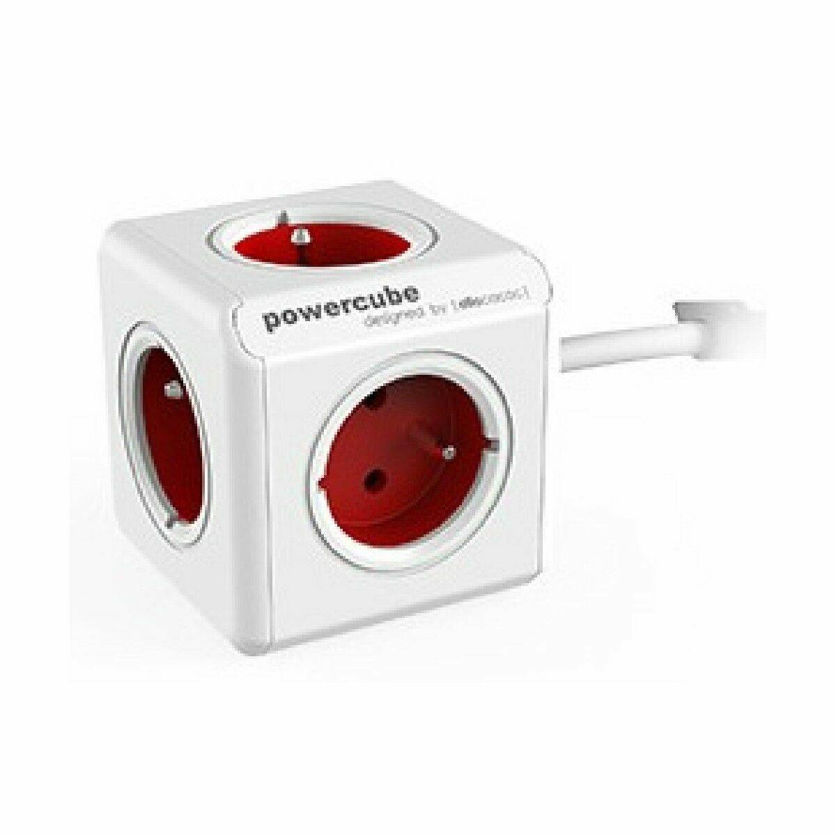 Regleta Enchufes Cubo Allocacoc PowerCube Blanco Rojo (1,5 m)