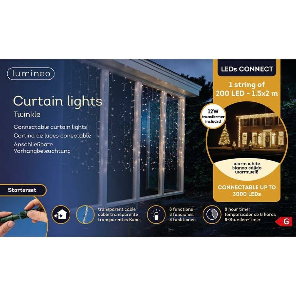 Cortina de Luces LED Lumineo Blanco Cálido
