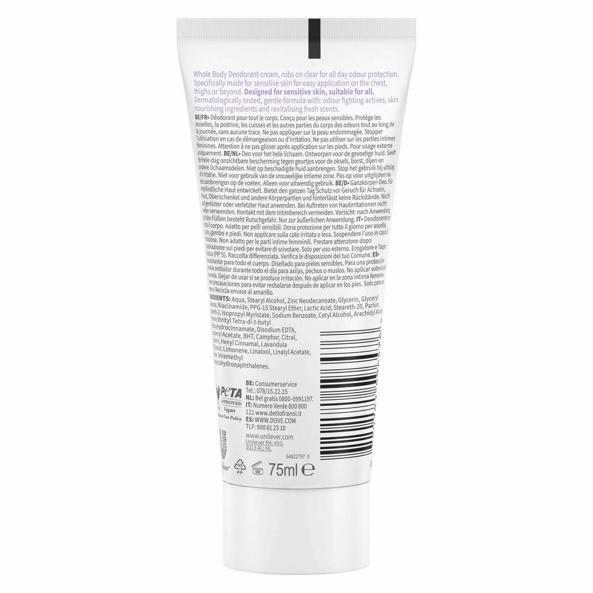 Desodorante en Crema Dove LAVANDA & CAMOMILA 75 ml