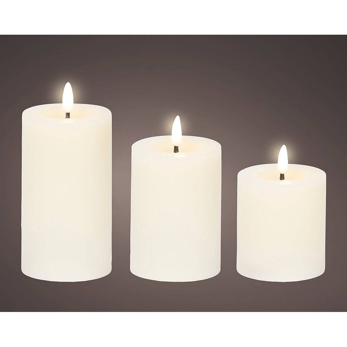 Set de Velas Lumineo Blanco Crema (3 Unidades)